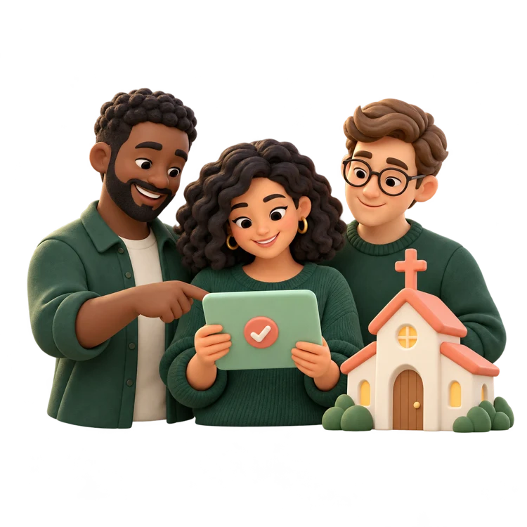 Equipe de voluntários ilustrada em 3D